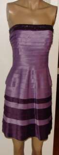 ADRIANNA PAPELL PURPLE LAYERS COCKTAIL EVENING DRESS 8P  