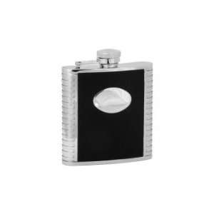   Faux Leather Hip Flask with Stainless Steel Grip and Engraving Plate