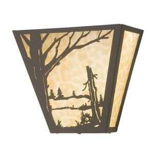   Light Wall Sconce, Timeless Bronze Finish with Beige Art Glass Panels