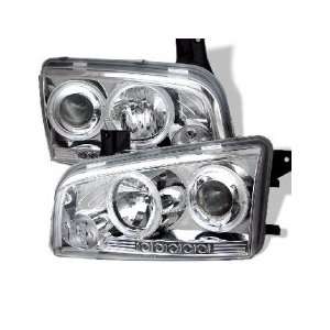  05+ Dodge Charger LED Halo Projector Head Lights   Chrome 