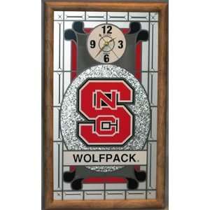  NCAA North Carolina State Wolfpack Glass Wall Clock: Home 