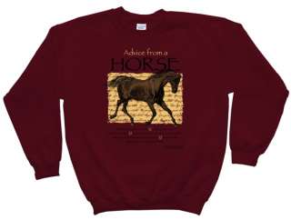 ADVICE FROM A HORSE SWEATSHIRT EQUINE PONY COLT RED NWT  
