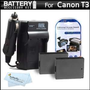  2 Pack Battery And Charger Kit For Canon EOS Rebel T3 