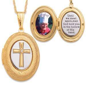  Two tone Memorial Cross Locket Pendant Jewelry