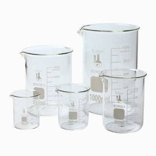 213A2 Karter Scientific Low Form Glass Beaker 5 Piece Set 50, 100, 250 