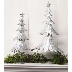  Metal Christmas Tree Set of 2 Table Decor Silver: Home 