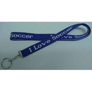  I Love Soccer Woven Keychain Lanyard   Royal Blue   12pcs 