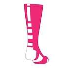 NEW TCK Elite Baseline Basketball Socks, Hot Pink/White, Breast Cancer 