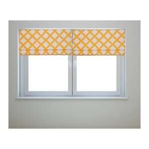 Key West White and Yellow Bamboo Fabric Roman Shade with 