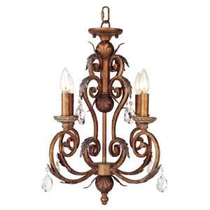 Livex 8154 17 Iron & Crystal Mini Chandelier Crackled Bronze with 