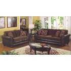pc 2 tone brown fabric and simulated leather sofa and love seat 