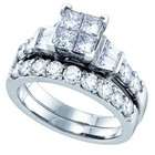   Baguette Round Diamond 14k White Gold Interlocking Bridal Set Ring