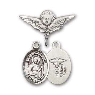 Bliss Mfg Sterling Silver Baby Badge with ST. CAMILLUS of LELLIS 