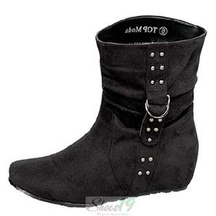 Top Moda Anne 2 Black Women Flat Suede Ankle Boots at 