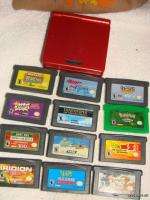 GameBoy Advance Sp w/ 12 games, case & Charger RED  