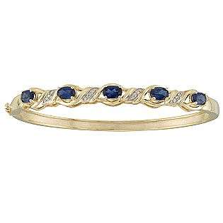 Lab Created Sapphire Bangle Bracelet in 14K Gold Over Sterling Silver 