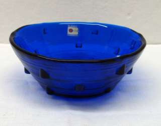 Signed Cobalt Blue Blenko Glass Bowl 925s w/ Sticker  