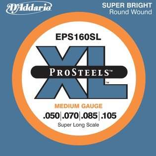 Addario EPS160SL ProSteel Bass Guitar Strings, Super Long Scale 