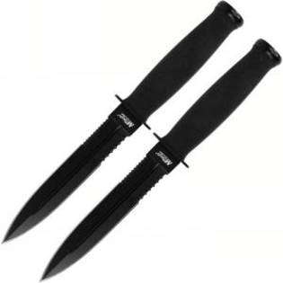   of 2 The Footer Fixed Blade Serrated Black Boot Knives 