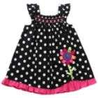Youngland Girl’s Infant Dress Flower 12 Months White/Pink/Black Dot