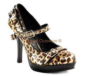PINUP Cheetah Print Rockabilly Mary Janes Heels Shoes 885487522852 