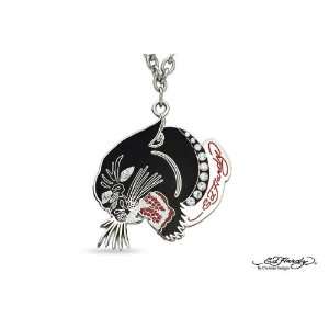  Ed Hardy PANTHER HEAD Stainless Steel Dog Tag Pendant 