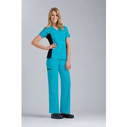 Cherokee Uniforms Flexibles Solid V Neck Scrub Top with Side Panels 