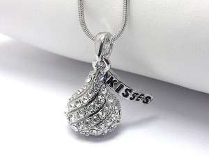NEW CRYSTAL HERSHEY KISSES CHOCOLATE KISS PENDANT NECKLACE  