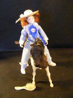COLLECTIBLE BREYER PAINT HORSE FIGURINE W/MISTRESS & ACCESSORIES by 