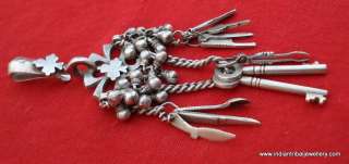 ANTIQUE TRIBAL OLD SILVER KEY CHAIN DANGLE PENDANT GIFT  