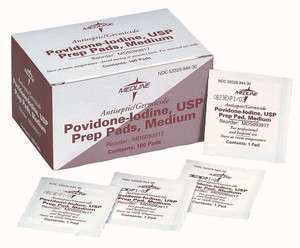 Povidone Iodine Prep Pads, MEDIUM, MDS093917H, 100/Box  