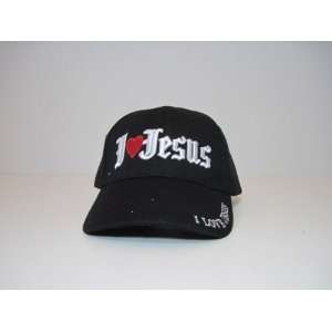 Love Jesus Baseball Hat Cap Black Adj. Velcro Back New
