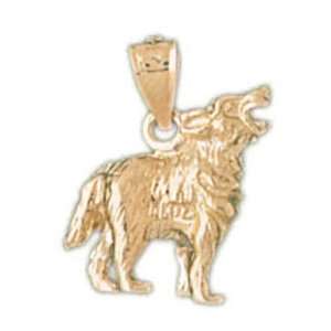  14kt Yellow Gold Husky Dog Pendant Jewelry