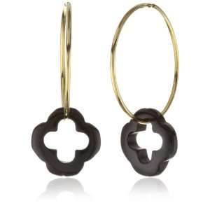  Privileged NYC Black Clover Hoop Earrings 1.25 Jewelry