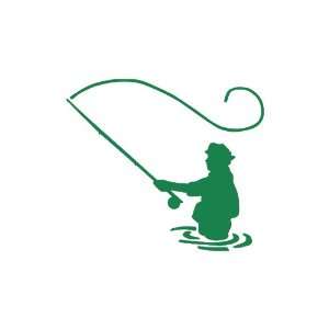  Fly Fishing Large 10 Tall GREEN vinyl window decal 