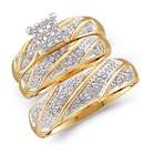 ApexJewels Diamond Rings Trio Set Yellow Gold Engagement Matching 