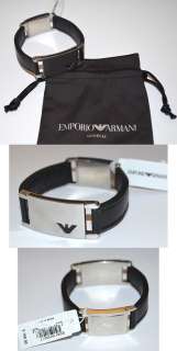 New $150 Emporio Armani Black Leather Bracelet!