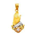 GoldenMine 14K 3 Tri color Gold Praying hands Religious Charm Pendant
