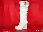New Authentic Display Guess Boots By Marciano Eliz White Textile 6