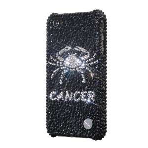  Cancer Swarovski Crystal iPhone 4 Case   Black Silver 