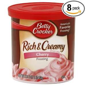 Betty Crocker Rich & Creamy Cherry Frosting Tub, 16 Ounce (Pack of 8 