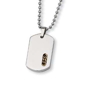    Stainless Steel and 24 Karat Gold Dog Tag Necklace: Jewelry
