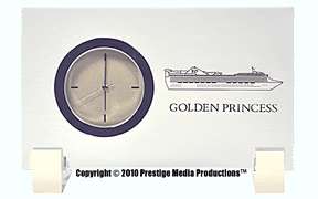 Glass Golden Princess Shipboard Souvenir Desk Top Clock  