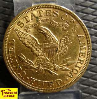 1893 P $5 Liberty Head FIVE D.Half Eagle Solid Gold Coin Rare Nice 