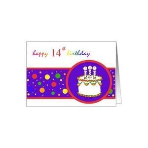  14th Happy Birthday Cake rainbow design Card: Toys & Games