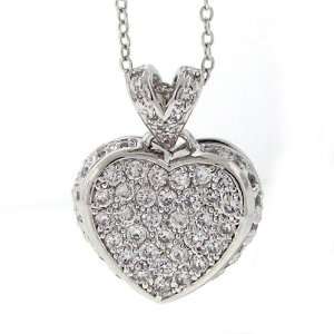 Love & Attraction!   Heart Locket Pendant Pavé with White CZs