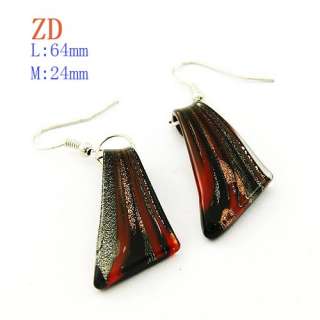 G4093 Superb Black Murano Lampwork Glass Bead Necklace earrings set 