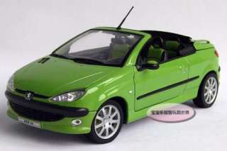 New Peugeot 206CC Open 1:18 Alloy Diecast Model Car With Box Green 