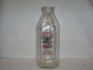 vintage broguiere s 1 quart glass milk bottle appx 8 5 inches tall 