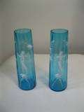 ANTIQUE MARY GREGORY BLUE GLASS vase  
